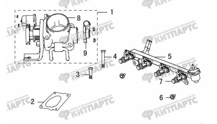 Дроссельная заслонка и топливная рампа Great Wall